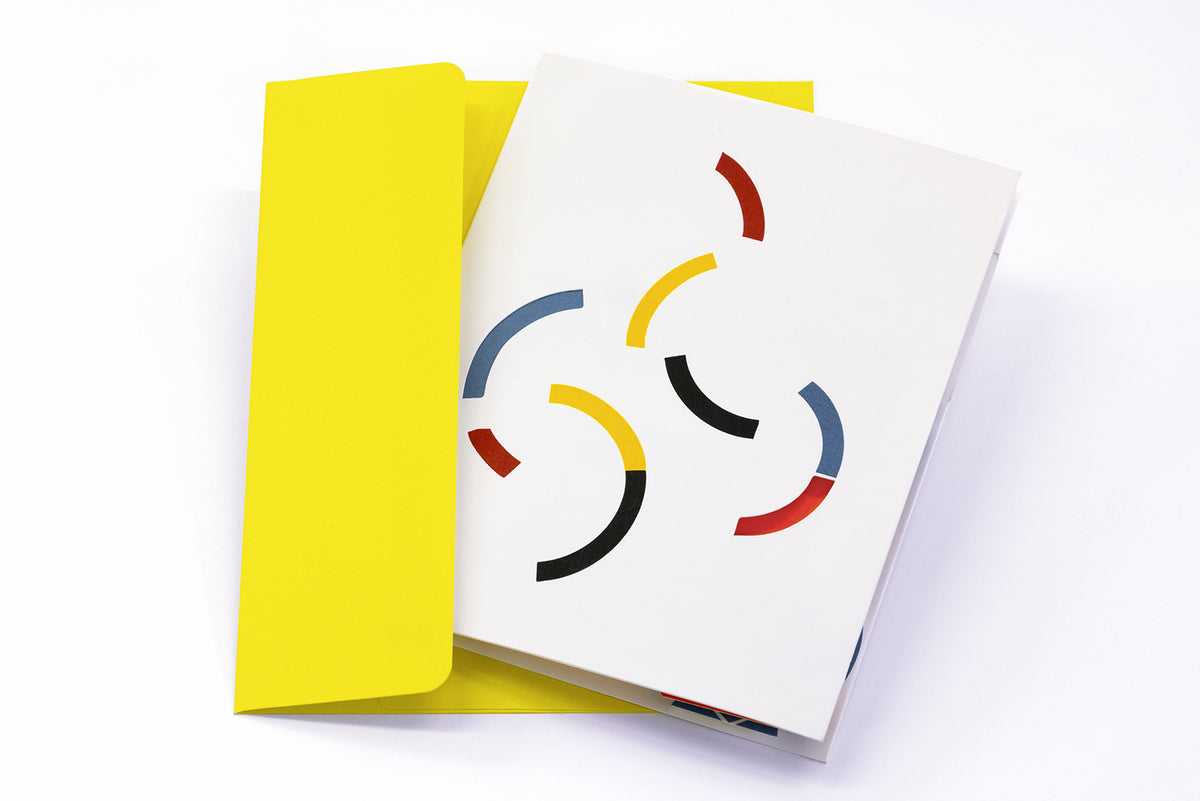 Surrealist pop up card v 1 - shown closed, yellow envelope