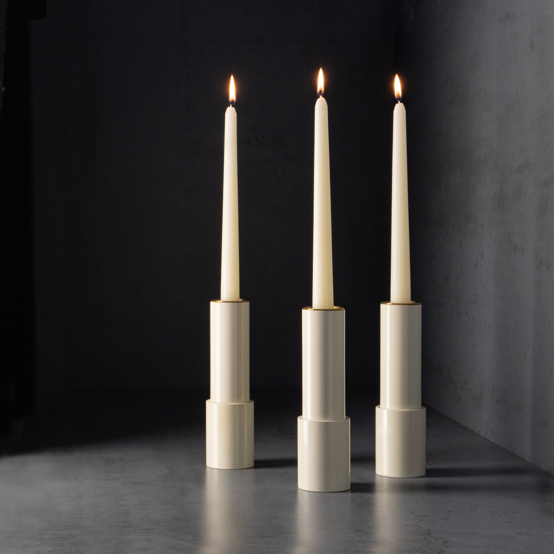Sophie Taeuber Arp Candle Holders in white - trio environment