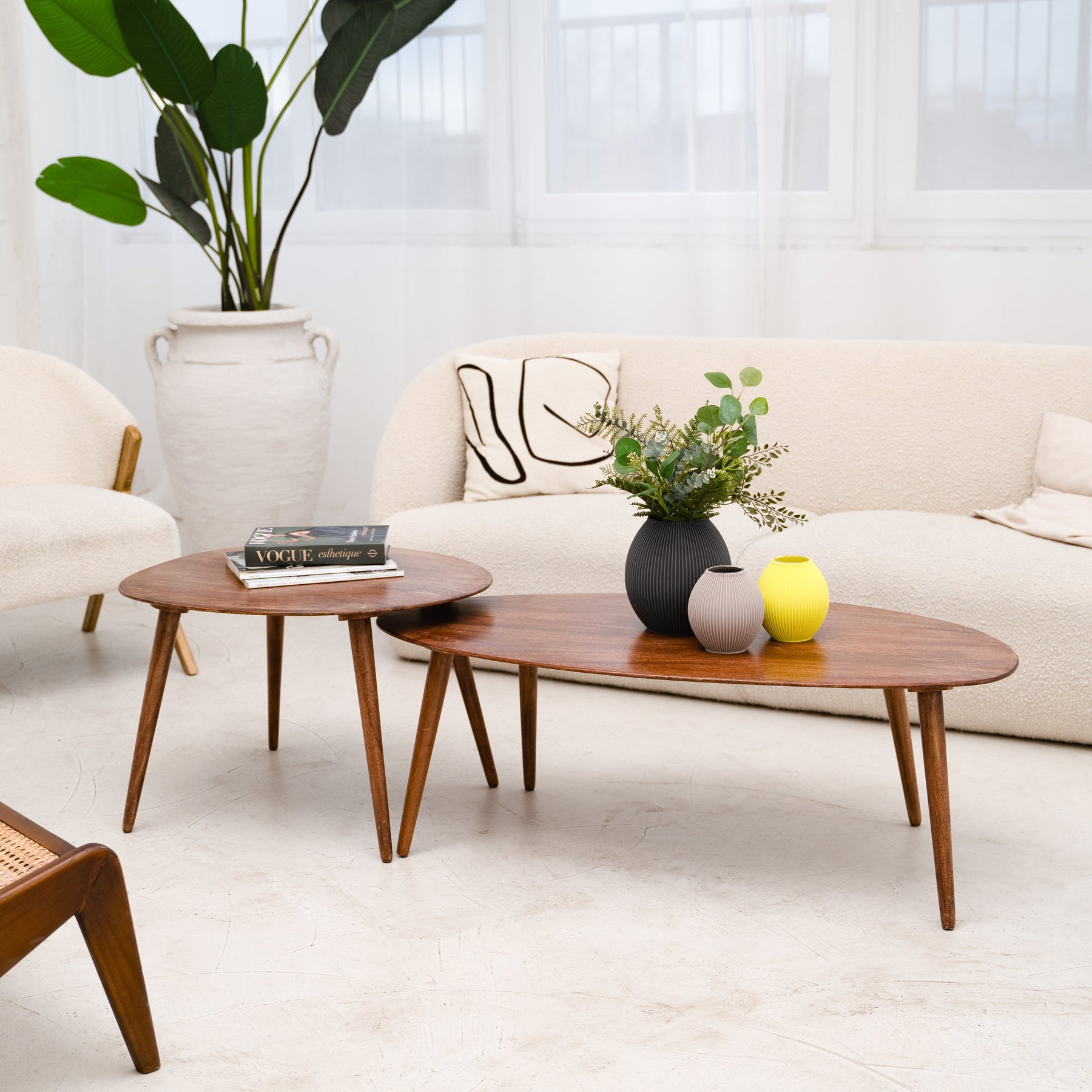 Poke Vases on Coffee Table in Living room Settting