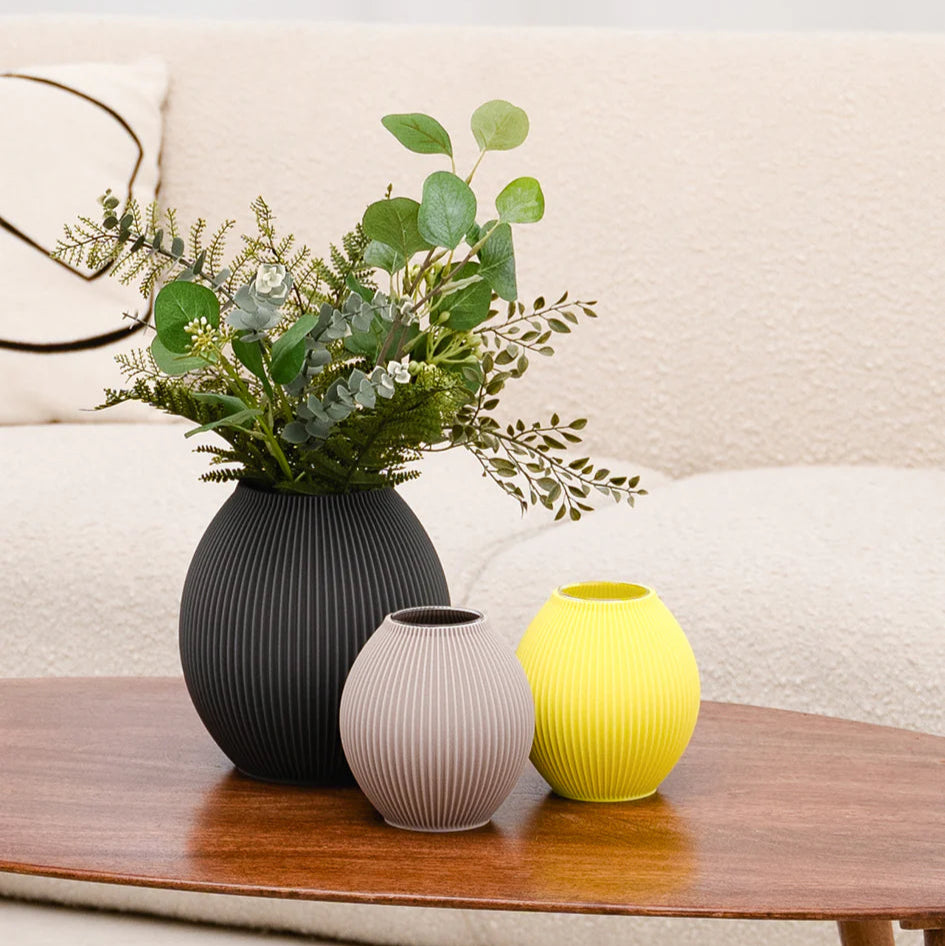 3 Poke Vases on Coffee Table in Living room with stems - Enviro
