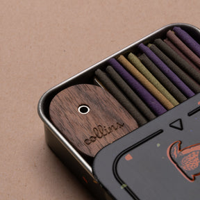 Wooden Incense Holder inside Collns Tin
