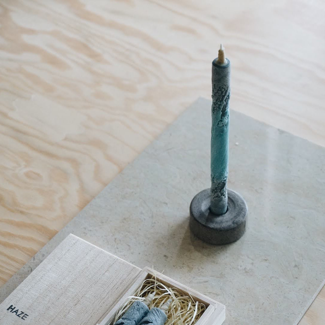 Traditional Japanese Candle Gift Set of Three Multi-Colored in Wooden Box