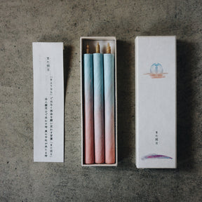 Traditional Japanese Multi-Colored Candle Set of Three