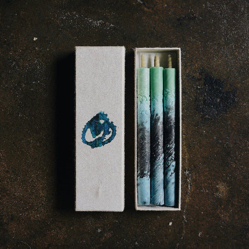 Traditional Japanese Multi-Colored Candle Set of Three