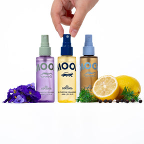 White backdrop - mood waters travel sized with fragrance items 