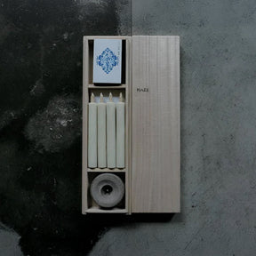 Traditional Japanese Candle Gift Set of Four in Wooden Box