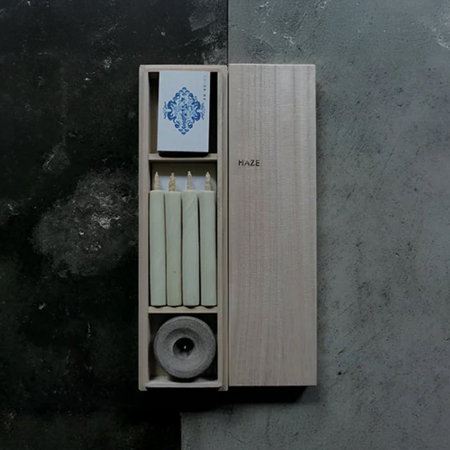 Traditional Japanese Candle Gift Set of Four in Wooden Box