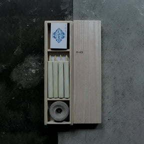 Traditional Japanese Candle Gift Set of Four in Wooden Box
