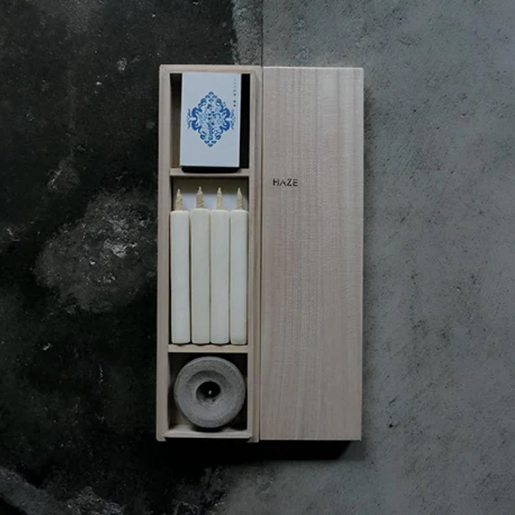 Traditional Japanese Candle Gift Set of Four in Wooden Box