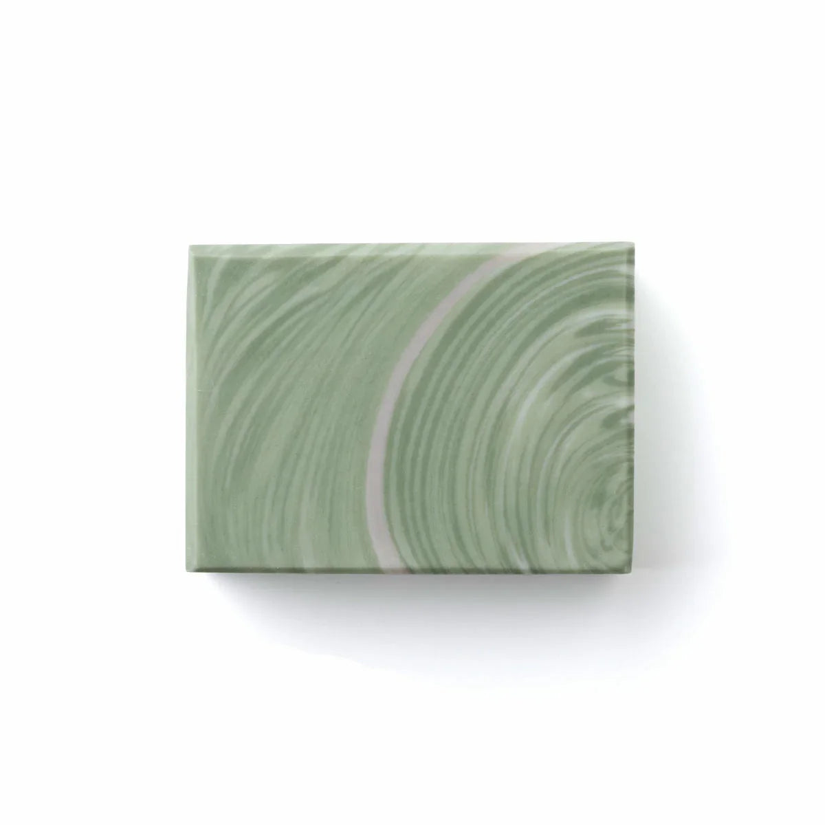 Rectangular green marble-patterned soap on a white background